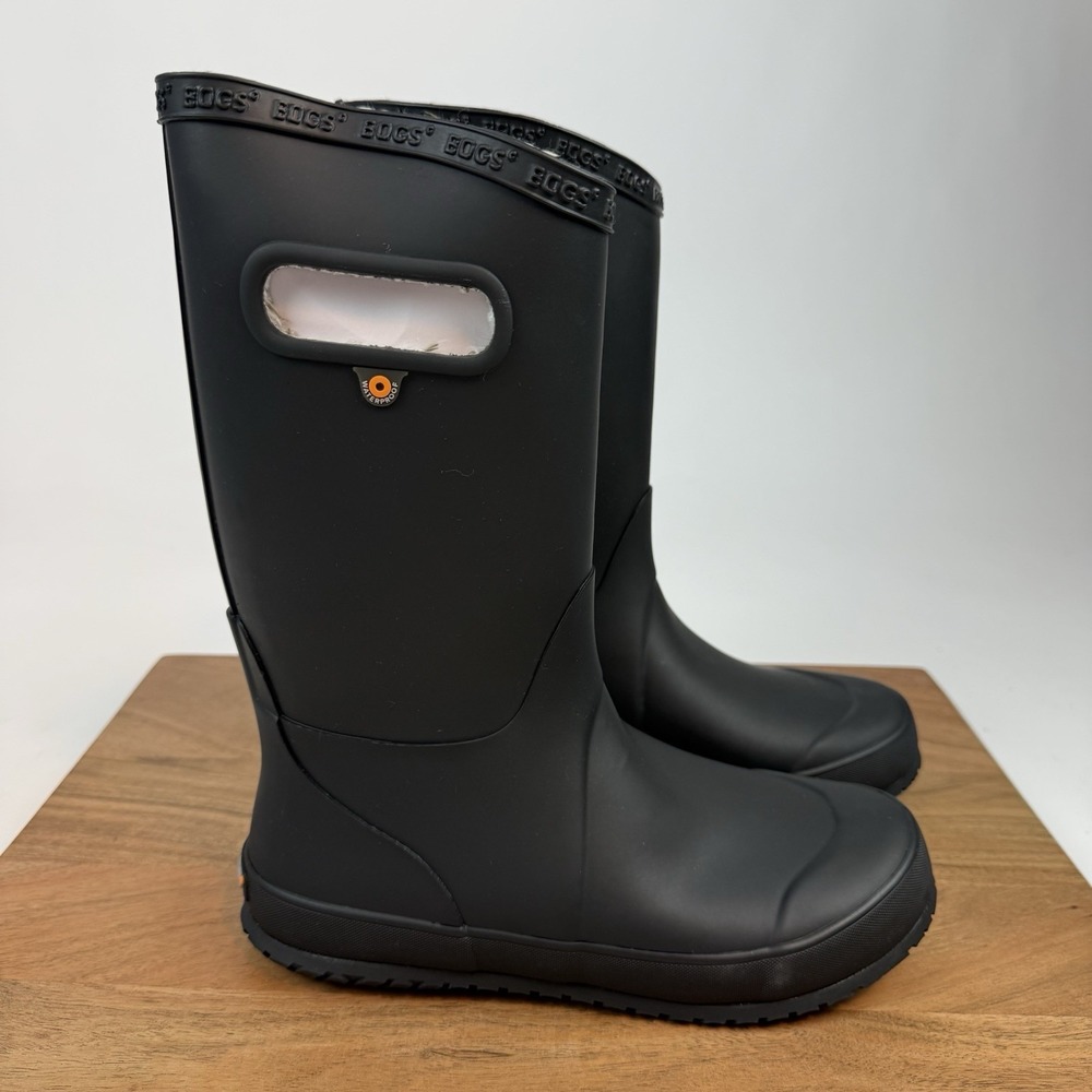 New NIB Big Kids Childrens Bogs Rainboot Plush Black Waterproof Boots Size 5 Y